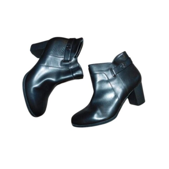 Giani Bernini Size 10M Black Heeled Ankle Boots side Zip Faux Leather - Picture 1 of 4